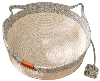 TMAOZW Haustier-Katzenbett, rund, handgewebt, kühlende Katzenkörbe for den Sommer, geeignet for Ausruhen und Entspannen des Haustiers im Freien(B,41cm)