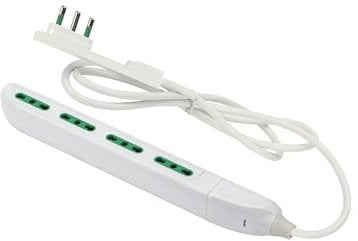 FANTON 47404 Multipresa SLIM 4 prese bipasso con spina grande CLOCK e 1,5 metri di cavo, utile per posti stretti, dietro a mobili e comodini