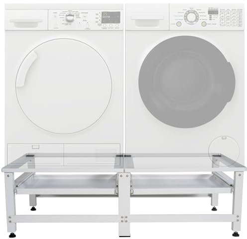 DELUKE® Waschmaschinen Untergestell doppelt DAVID - für je 200kg UNIVERSAL | Doppeluntergestell Waschmaschinen Unterschrank Waschmaschinen Sockel Trockner Untergestell | Weiß