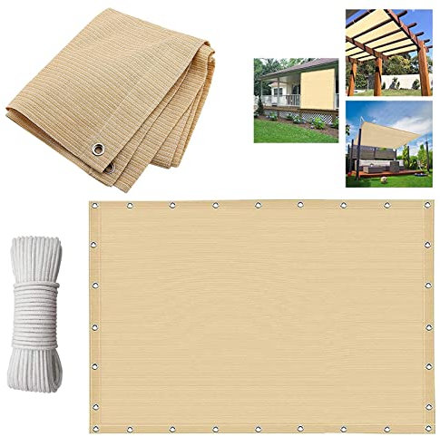 Toldo rectangular beige de 4 x 6 m, resistente, para patio, cochera, toldo de tela con bloqueo UV, toldo de sombra para piscina, 3 x 4 m, 1 x 3 m, tela duradera para protección solar