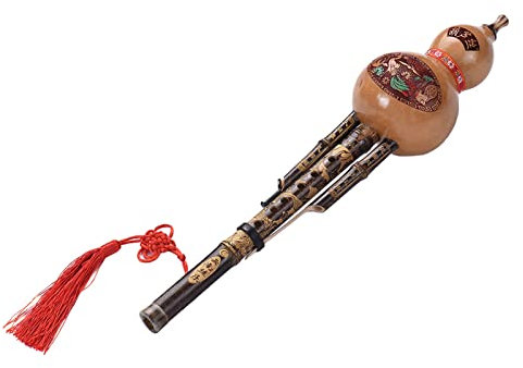 Hulusi Flöte C Key Handmade C Key Hulusi Gürne Schwarz, Bambusflöte mit Legierung, Flöte Weicher Ton, Traditionelles Instrument