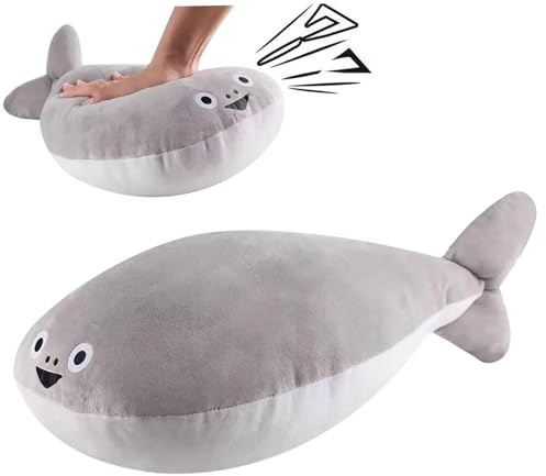 NIDONE Kugelfisch-Plüsch, 15, 8 cm, grau, quietschendes Sacabambaspis-Fischkissen, entzückendes weiches Stofftier, Plüschtier-Spielzeug, Wurfkissen für Sofa, Heimdekoration, Geschenke