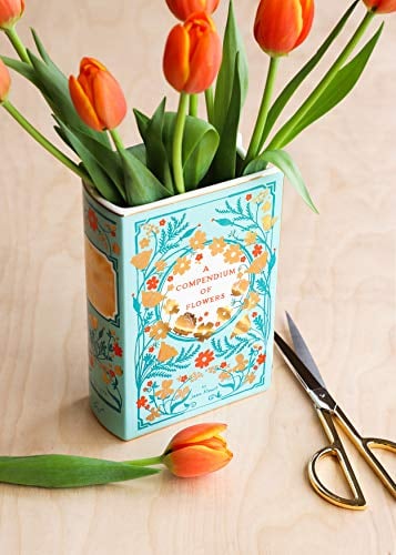 Bibliophile Vase 1: Collected Curiosities: A Compendium of Flowers (Flower Vase, Ceramic Vase for Book Lovers, Gift Idea for Book Lovers)