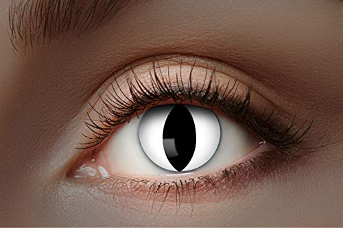 Eyecatcher 84027541-476 - Farbige UV-Kontaktlinsen, 1 Paar, für 12 Monate, Weiß leuchtend, Karneval, Fasching, Halloween