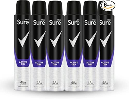 (6 x 250ml) Sure Men ACTIVE Dry 48h Anti-Perspirant Deodorant (6 x 250ml) by Sure Men