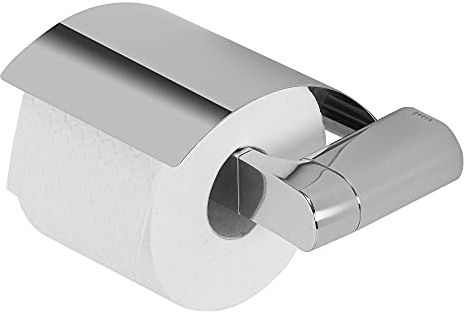 Geesa Wynk Toilettenpapierhalter mit Deckel, Toilettenrollenhalter Ausführung Links, Farbe: Chrom, 174 x 50 x 133 mm