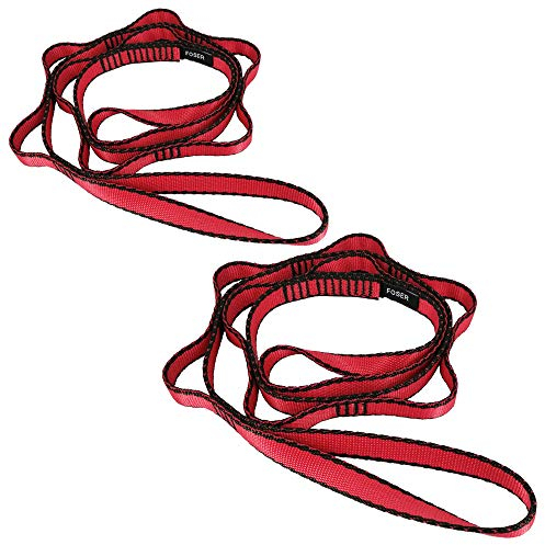 FOSER 2pc Daisy Chain, Yoga-Hängematten-Verlängerungsgurt, Verstellbares Nylonband für Fitness, Pilates und Training (ROT)