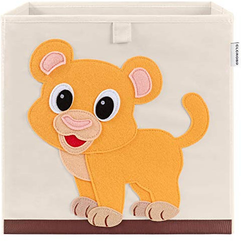 CLCROBD Foldable Animal Cube Storage Bins Fabric Toy Box/Chest/Organizer for Kids Nursery, 13 inch (Baby Lion)