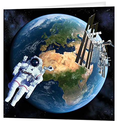 3D LiveLife Grußkarte - Erde aus dem Weltraum von Deluxebase. Bunte Astronaut Linsenförmig 3D-Karte für jeden Anlass und jedes Alter. Originalvorlage lizenziert vom bekannten Künstler David Penfound