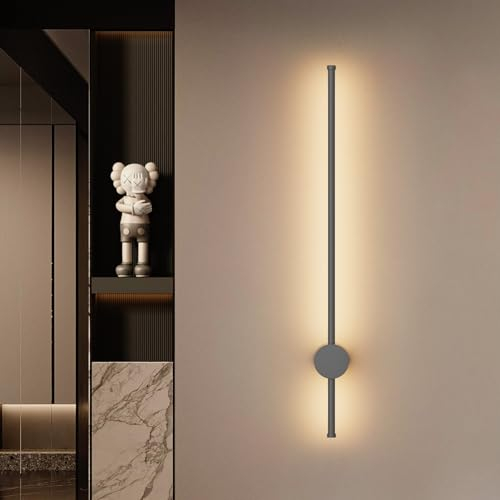 Klighten Lange Wandleuchte Innen LED, 80CM/24W, Dunkelgrau IP65 Außen Wandlampe, Modern Wandbeleuchtung Aluminium, für Schlafzimmer Wohnzimmer Flur Treppenhaus, Warmweiß 3000K
