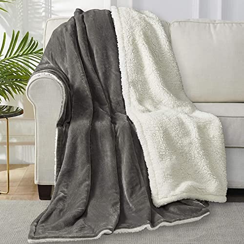 WOLTU Kuscheldecke Flauschig Sherpa Decke, Warme Fleecedecke Oeko-TEX Zertifiziert, Sofadecke XL weiche Wohndecke für Couch und Sofa, 150x200 cm Grau