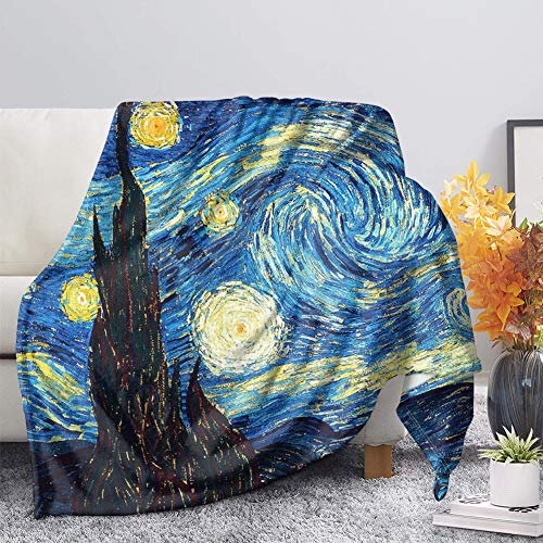 SEANATIVE Van Gogh Überwurfdecke, Sternennacht, Galaxie, Malerei, Künstler, wendbar, ultraweich, Plüsch, Flanelldecke, für Damen und Mädchen, Größe 3XL