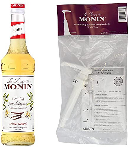 MONIN Premium Vanilla Syrup 700 ml & 10 ml pump for 70 cl MONIN Premium Syrup bottles