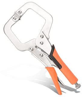 6 Inch/9 Inch/11 Inch Locking c clamp Set,c Clamps Self Adjusting,Face Clamp with Soft Grip Clamp Locking Plier for DIY Woodworking, Welding, Joinery (11inch)