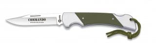 Cuchilleria Deportiva K25-18642. Navaja K25 Modelo Commando. Mango de Acero y G10 Verde. Hoja: 10,5 cm. Herramienta para Caza, Pesca, Camping, Outdoor, Supervivencia y Bushcraft