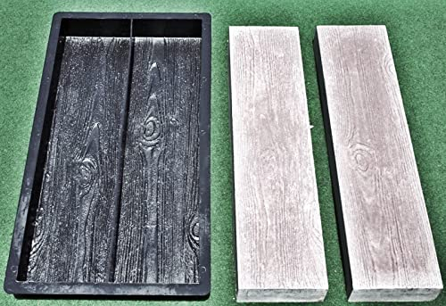 Beton-ABC / Schalungsform Gießformen Holzstruktur Holzbohlenoptik Diele 2 x (60 x 15 x 6 cm) -Terrassenplatten Gehwegplatten selber gießen