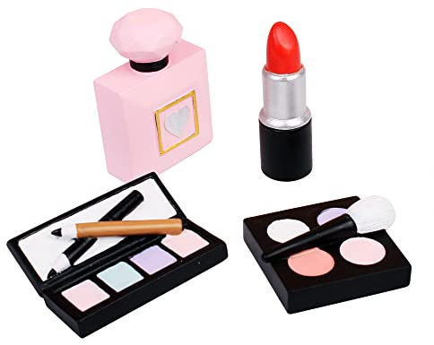 Blumomon 4Pcs Makeup Cake Toppers Resin Cosmetics Lipstick Perfume Bottle Eye Shadow Blush Makeup Cake Decorations for Bridal Shower Bachelorette Girl Women Spa Makeup Themed Birthday Party Supplies