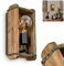 Wandleuchte Avestruz, Vintage Wandlampe aus Metall/Holz in Schwarz/Natur, 1-flammig, 1x E27, Wandspot im angesagten Retro Design aus Echtholz, ohne Leuchtmittel