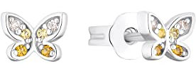 Prinzessin Lillifee Ohrstecker 925 Sterling Silber Mädchen Kinder Ohrschmuck, mit Zirkonia synth., 0,4 cm, Silber, Schmetterling, Kommt in Schmuck Geschenk Box, 2035992