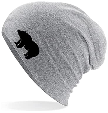 Huuraa Mütze Bär Silhouette Geschenk Heather Grey Bär Accessoire
