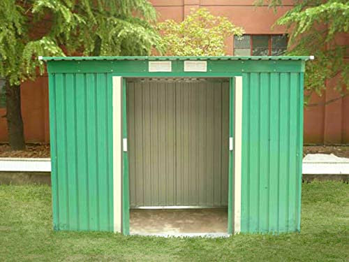 Metal Garden Shed with Internal Base Size (Green 7Ft 1 Width by 3Ft 7 Depth)
