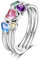 NARMO 925 Ringe Bunte Cubic Zirkonia Ringe Sterling Silber für Frauen Mädchen Rosa Herz Ring Größe 57mm