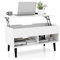 LIFEZEAL Couchtisch, Wohnzimmertisch mit Stauraum & Fach, Sofatisch Kaffeetisch ausziehbar mit Beinen aus Kiefer, 80 x 40 x 44,5 – 58 cm (Grau) (weiß)