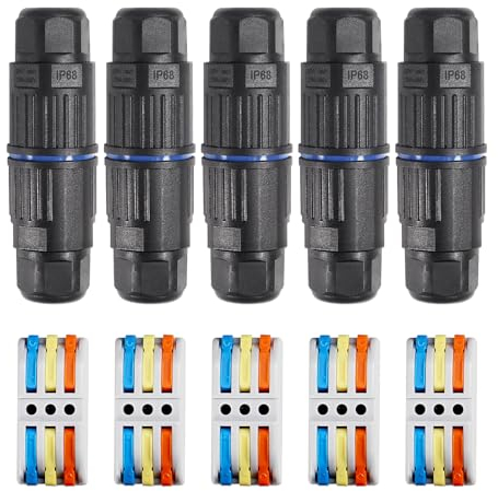 Dealikee 5 Stück Kabelverbinder Wasserdicht IP68, 3-Polig Verteilerdose Außen Erdkabel Abzweigdose Garten Kabelmuffe Verbindungsmuffe Verbindungsbox für Ø3.5-10 mm Kabeldurchmesser