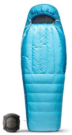 Sea to Summit - Trek Women's Daunenschlafsack Long (-1°C) - Mumienschlafsack - Körperlänge - 650+ Loft Ultra-Dry Down - 2 Jahreszeiten - Zip Coupling - Für Wanderungen & Camping - Blue - 1.418g