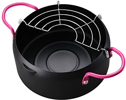 Cabilock freidora con Filtro sartén freidora pequeñas ollas de Hierro sartenes de Hierro cazos Pans cacerolas paellera Mini Olla para freír freidora de Hierro Estilo japones Olla doméstica
