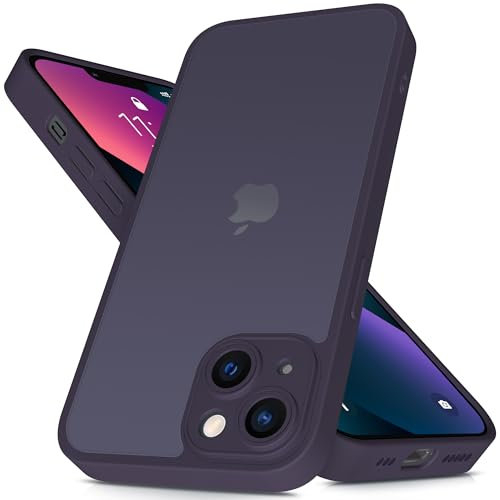 Mootobo for iPhone 13 Case 6.1-Inch, Matte Shockproof Bumper Phone Cover, Military-Grade Protection Ultra Slim 360°Full Body Frosted Translucent Back Phone case for iPhone 13(Deep Purple)