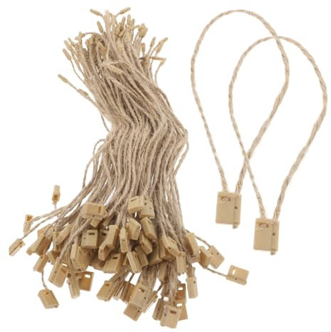 ABOOFAN 100 Pièces De Ficelle Ficelle pour Boules De Noël Ficelle De Naturel Corde D'étiquette Ornement Suspendu à La Corde Goupille De Verrouillage Corde à Ficelle Light Brown PP