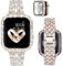 VISOOM Women Bling Diamond Straps and Case Compatible with Apple Watch Strap 38mm, Elegant Sparkly Rhinestone Metal Bracelets Wristband Dressy iWatch Band Series 3 2 1-Rose gold