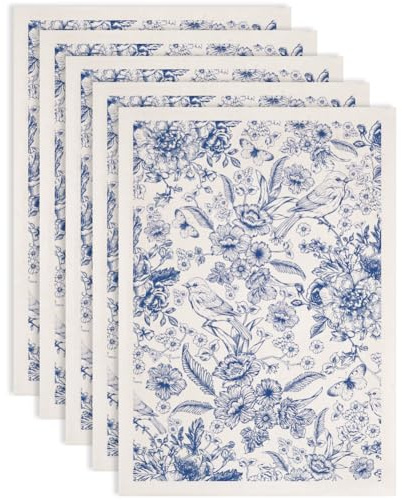 SUPERDANT 5PCS Transfert Ceramique Sous-Glaçure Rétro Fleurs et Oiseaux pour Céramique Autocollants Décoratifs Décalcomanie Céramiques Bleues pour Porcelaine d'Argile Papier Transfert