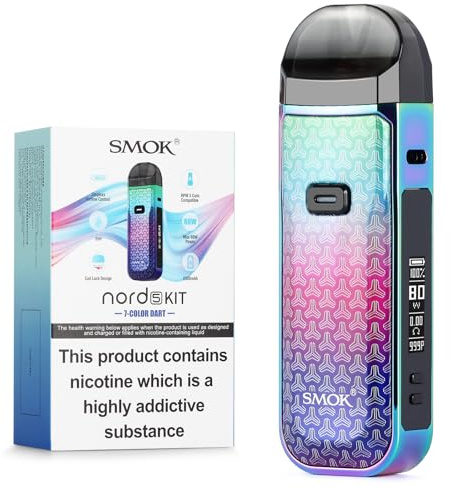 SMOK Nord 5 Vaping Kit, 2000mAh 80W-7-Color | RPM3 Mesh Coils, Dual-Side Airflow & OLED Display, Button Activated, 2ml No Nicotine