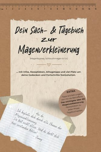 Dein Sach- & Tagebuch zur Magenverkleinerung: mit Infos, Rezeptideen, Alltagstipps und viel Platz um deine Gedanken und Fortschritte festzuhalten.