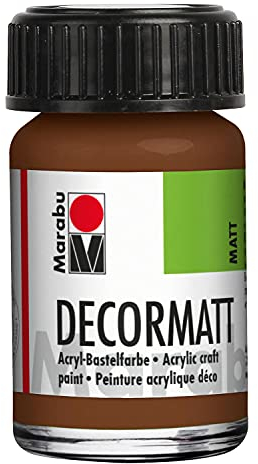 Marabu 14010039047 - Decormatt acrílico marrón claro 047, 15 ml, pintura acrílica a base de agua, cremosa y de color intenso, resistente a la saliva, resistente a la intemperie, para pintar y estarcir