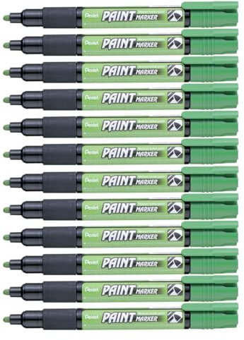Pentel Paint Marker Lot de 12 Marqueurs permanents MMP20 Encre peinture Vert Clair