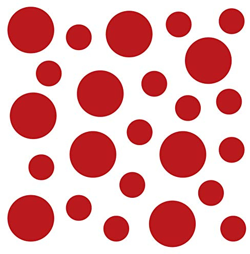 kleb-Drauf | 24 Punkte | Rot - matt | Wandtattoo Wandaufkleber Wandsticker Aufkleber Sticker | Wohnzimmer Schlafzimmer Kinderzimmer Küche Bad | Deko Wände Glas Fenster Tür Fliese
