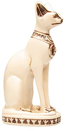 Discoveries Egyptian Imports Bastet Katze Göttin Statue – Weiß – 14 cm hoch – hergestellt in Ägypten