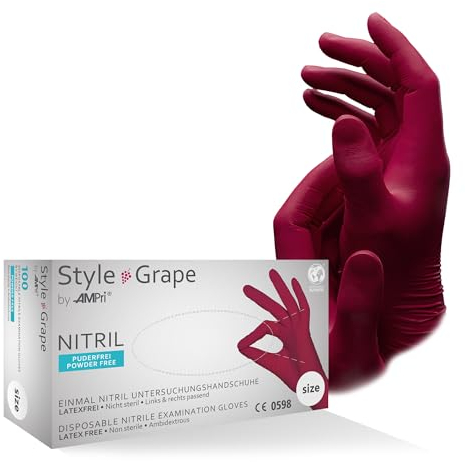 Ampri Style Grape - 100 guanti in nitrile, senza talco, taglia S