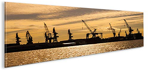 islandburner Bild Bilder auf Leinwand Hafencity V2 Hamburg Hafen Panorama XXL Poster Leinwandbild Wandbild Dekoartikel Wohnzimmer Marke