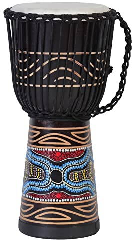 40cm Profi Djembe Trommel Bongo Drum Buschtrommel Percussion Motiv Buntes Muster Afrika Art - (Für Kinder ab 6 Jahren und Anfänger)