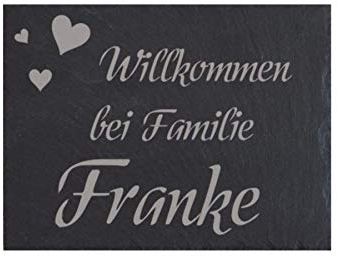 Türschild Familie Namensschild Schiefer Gravur Klingelschild Wohnen Wand Haustürschild Eingang schwarz grau personalisiert