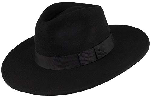 Jaxon & James The Author mit breiter Krempe Fedora Hut - Schwarz - XL