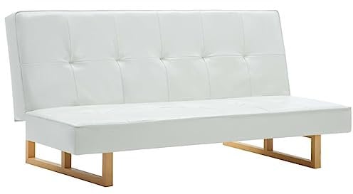 vidaXL Schlafsofa Kunstleder Weiß Sofabett Bettsofa Gästebett Schlafcouch Sofa