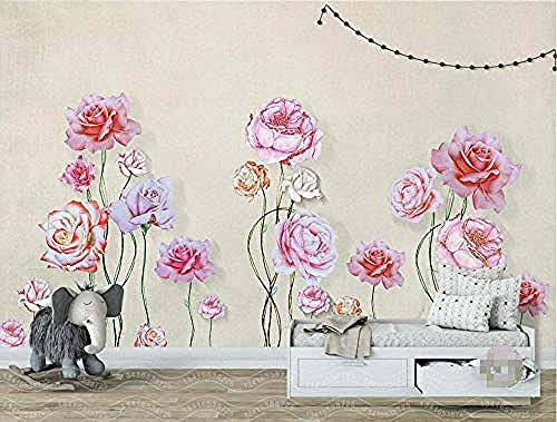 Modern Watercolor Pink Rose Wallpaper Wall Wallpaper Decoration 3D Wallpaper Paste Living Room The Wall for Bedroom Mural-430cm×300cm