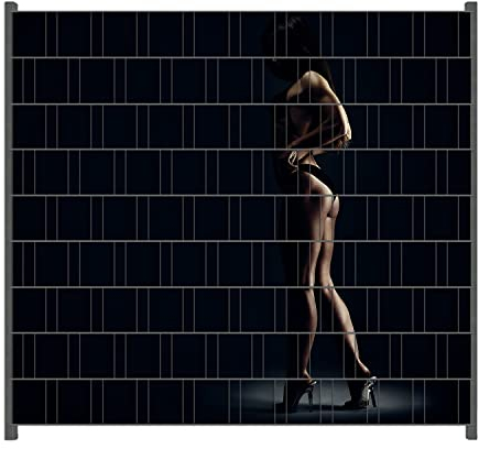 Wallario Zaun Sichtschutz Windschutz für EIN- und Doppelstabmattenzäune in der Größe Breite 2,00m x Höhe 1,80m, Motiv: Sexy Frau im Dunkeln - Schatten, Silhouetten, Muskeln
