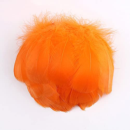 100 Stück Bunte Feder zum Basteln Naturfedern Gänsefedern Indianer Bastelfedern für DIY Kunstwerk Masken Hüte Ohrringe Haarschmucken Traumfänger Hochzeit Karneval Party Dekoration,7-12cm Orange