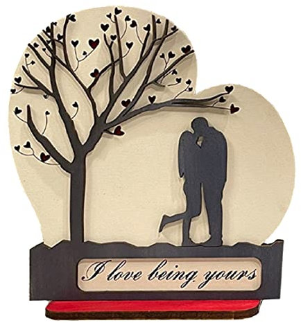 Gadget Utile Bureau Décorations de Dessus de Table en Bois de la Saint-Valentin Panneaux en Bois décoration de centres de Table pour la décoration de Table de fête de la Stylo Rigolo (2-C, One Size)